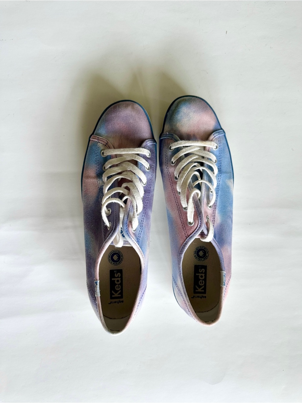 Keds Women's Pastel Tie-Dye Canvas Sneakers in Purple and Blue US 9